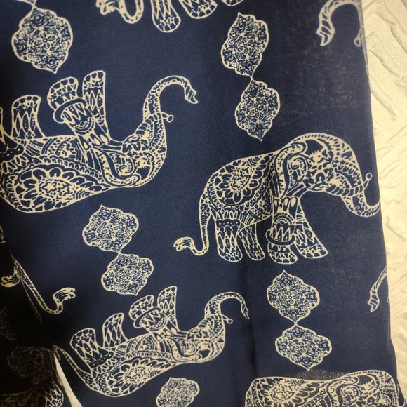 Jesse & J Blue Off-the-Shoulder Boho Elephant Print Short Romper - Picture 3 of 6